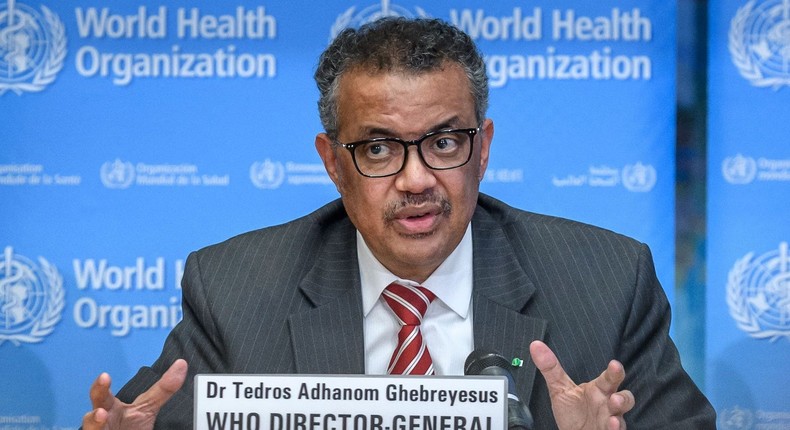 World Health Organization (WHO) Director-General Tedros Adhanom Ghebreyesus attends a daily press briefing on COVID-19 at the WHO headquarters on March 11, 2020 in Geneva.