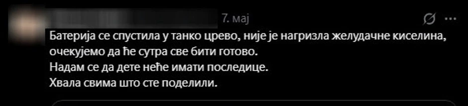 Objava oca devojčice na mreži X