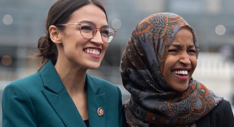 Reps. Alexandria Ocasio-Cortez (left) and Ilhan Omar.