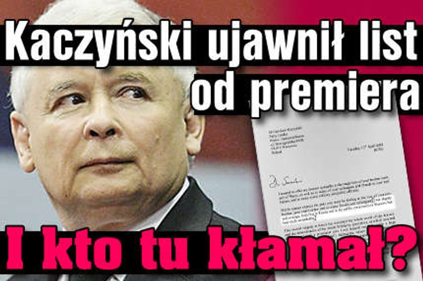 Kaczyński ujawnił list od premiera. Kto kłamał?