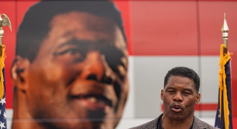 Republican Senate hopeful Herschel Walker speaks at a campaign event on September 9, 2022 in Gwinnett, Georgia.