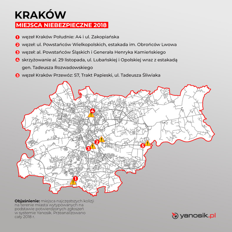 Pięć najbardziej niebezpiecznych miejsc w Krakowie 