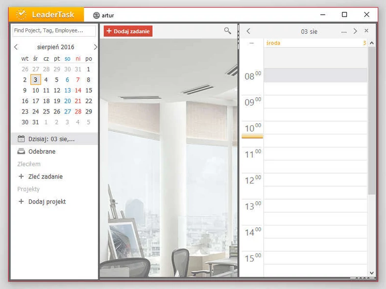 Główne okno programu do organizacji czasu pracy - LeaderTask Personal Organizer