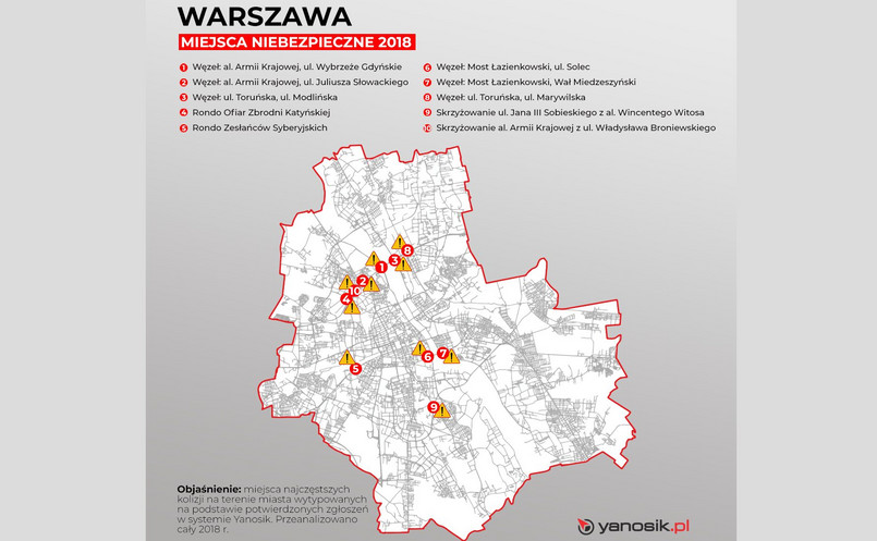 10 najbardziej niebezpiecznych miejsc w Warszawie