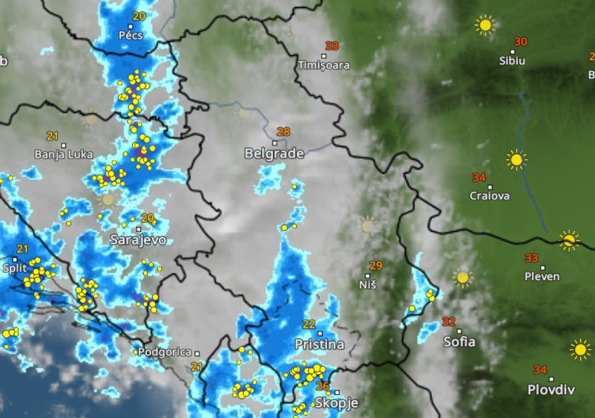 Kretanje nevremena u 17 sati