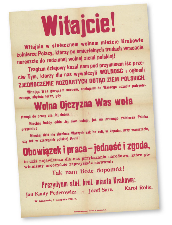 Afisz z Krakowa, 7 listopada 1918 r.
