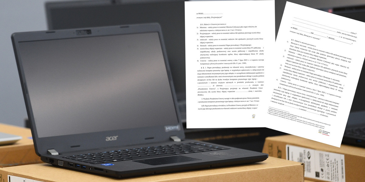 By odebrać laptopy dla uczniów, rodzice muszą wypełnić odpowiednie dokumenty. Wzory umów opublikowało Ministerstwo Cyfryzacji.