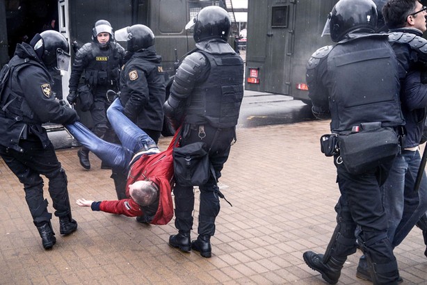 Police detain demonstrators at Minsk opposition protest in Belarus