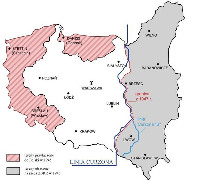 Linia Curzona, 1945 r (aut. Willtron, CC BY-SA 3.0)