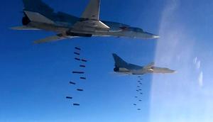 Russian Tu-22M3 bombers strike Islamic State targets in Syria, January 23, 2017.Russian Defense Ministry Press Service via AP
