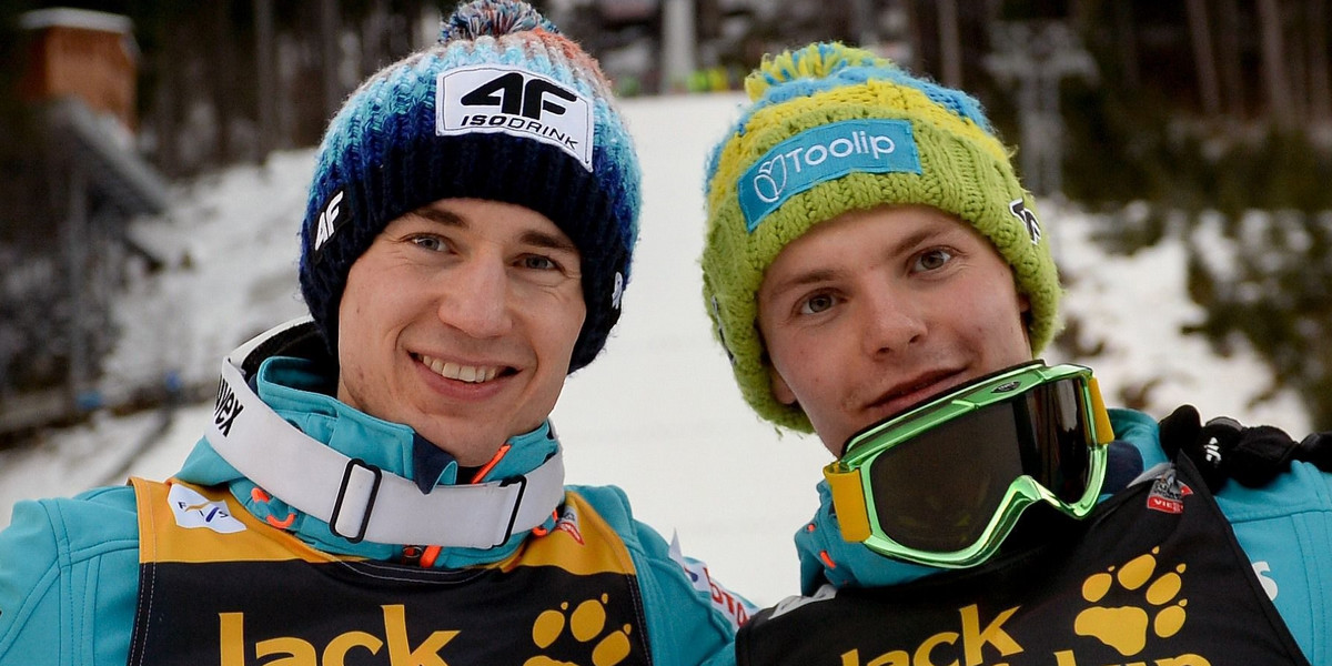 Kamil Stoch i Jan Ziobro znaleźli się na podium w  konkursach w Engelbergu w sezonie 2013/2014.