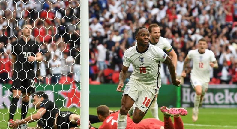 Raheem the dream: Raheem Sterling has scored three of England's four goals at Euro 2020 Creator: Andy Rain