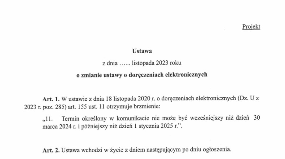 Projekt nowelizacji ustawy o e-doręczeniach