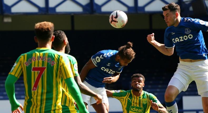 Dominic Calvert-Lewin heads in Everton's fifth goal