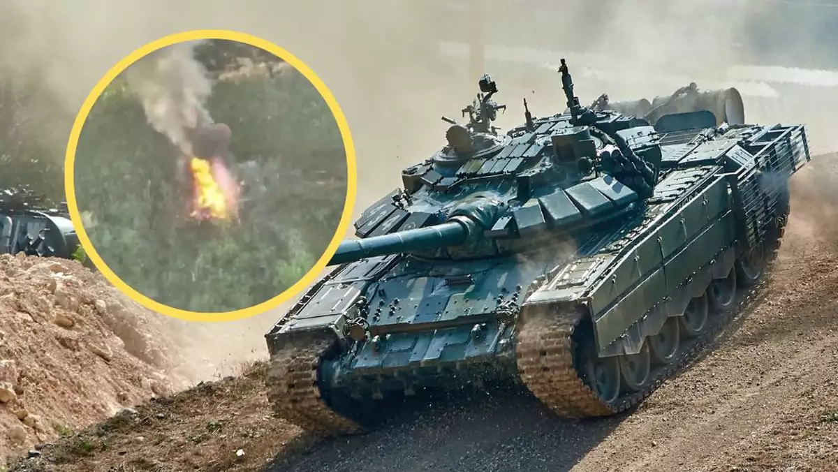 Rosyjski czołg t-90 został zniszczony przez drona dla hobbystów (zdj. Youtube.com/TheSun)