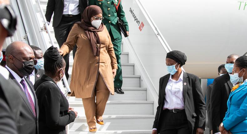 Tanzanian President Samia Suluhu arrives in Kenya