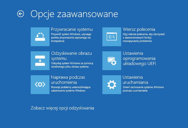 Przez opcje zaawansowane Windows 10 i 11 przejdziemy do ustawień UEFI.