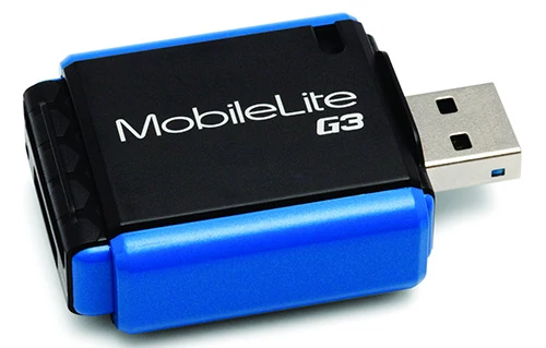 Kingston Mobile­Lite G3, to czytnik kart klasy UHS-1 korzystający z interfejsu USB 3.0. Jest dużo szybszy od większości czytników instalowanych w komputerach przez producentów
