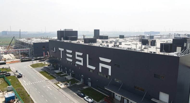 An aerial view of Tesla Shanghai Gigafactory on March 29, 2021 in Shanghai, China. Tesla ShanghaiXiaolu Chu/Getty Images