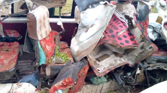 The scene of the Saturday morning accident that claimed three lives at Kambiti in Murang'a