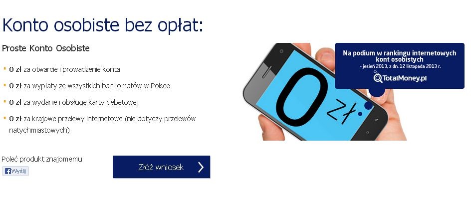 Proste Konto Osobiste - Meritum Bank. Ten niewielki bank może kojarzyć się części klientów z obsługą przedsiębiorstw. Ale instytucja ta świadczy usługi również klientom indywidualnym. Najnowsza propozycja – Proste konto osobiste, to brak prowizji za prowadzenie rachunku, używanie karty, przelewy elektroniczne i wypłaty ze wszystkich bankomatów w Polsce.