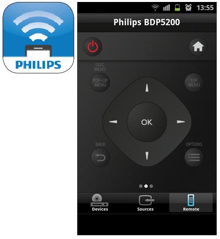 Philips MyRemoteProgram Philipsa nie ma zbyt dużo funkcji. Pozwala jednak skutecznie kontrolować podstawowe funkcje urządzenia, co dla większości użytkowników BDP5200 będzie zapewne wystarczające.
