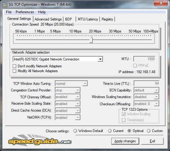 SG TCP Optimizer