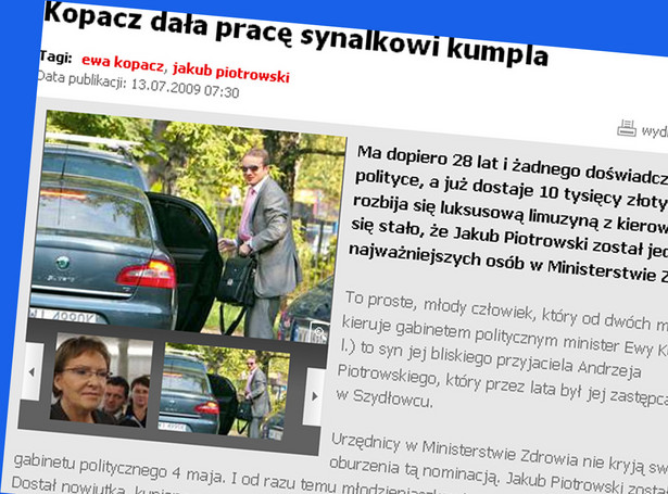 Minister Kopacz zatrudniła syna znajomego