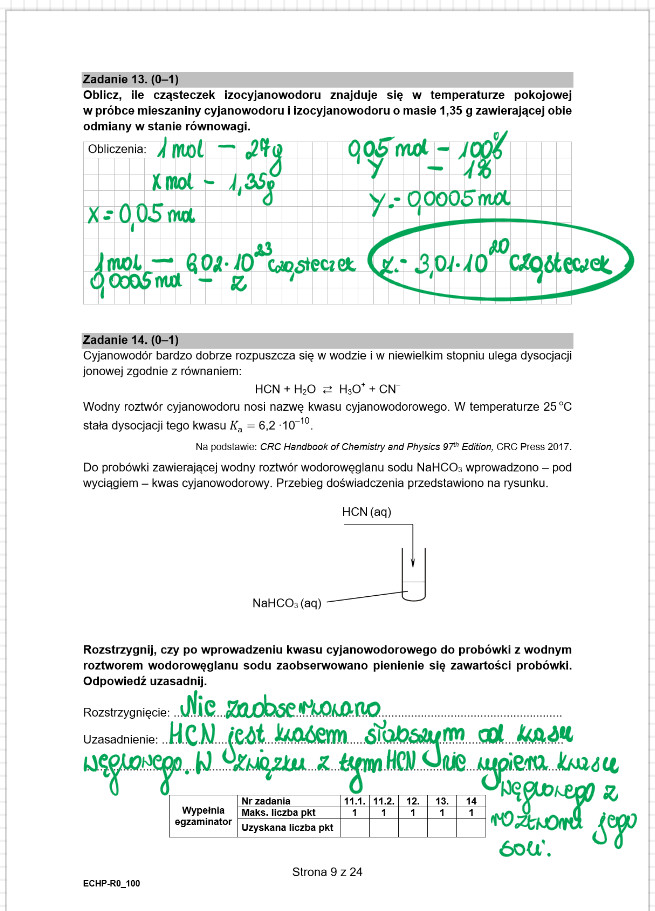 Matura rozszerzona z chemii 2021 - arkusze - rozwiązanie