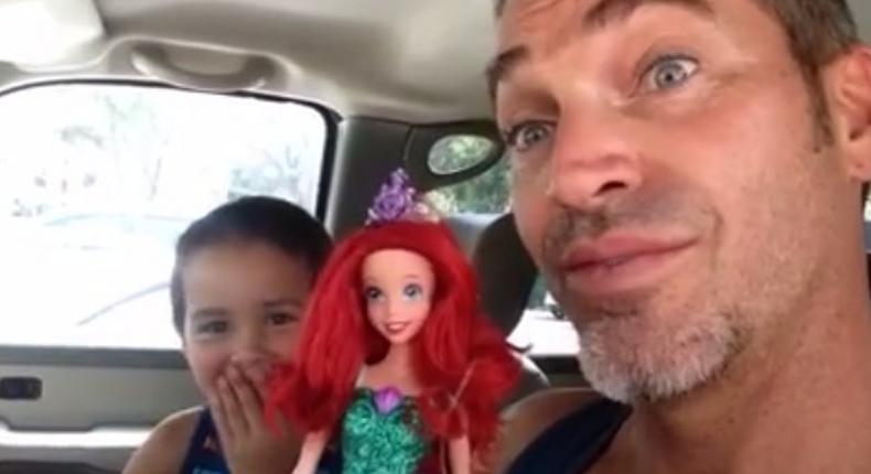 Father makes video supporting his 4-yr-old son's choice of a barbie doll as a birthday gift
