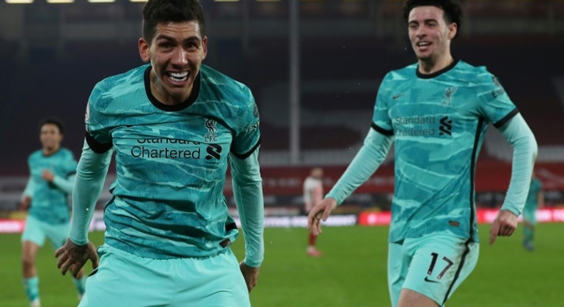 Bobby Dazzler: Roberto Firmino (left)and Curtis Jones (right)got Liverpool back to winning ways at Sheffield United