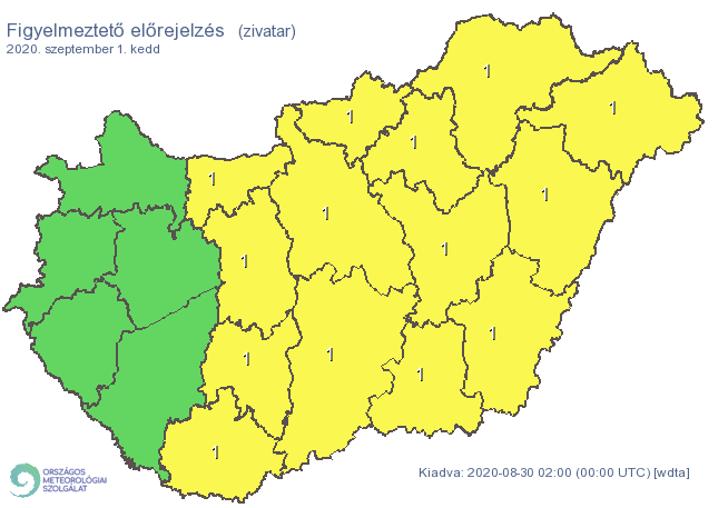 Zivatar miatt elsőfokú riasztást adtak ki sok megyére / Fotó: met.hu