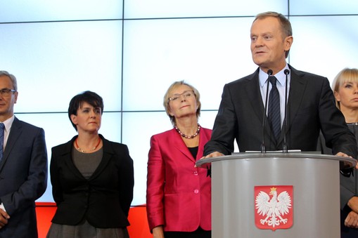 Premier Donald Tusk oraz kandydaci na nowych ministrów 