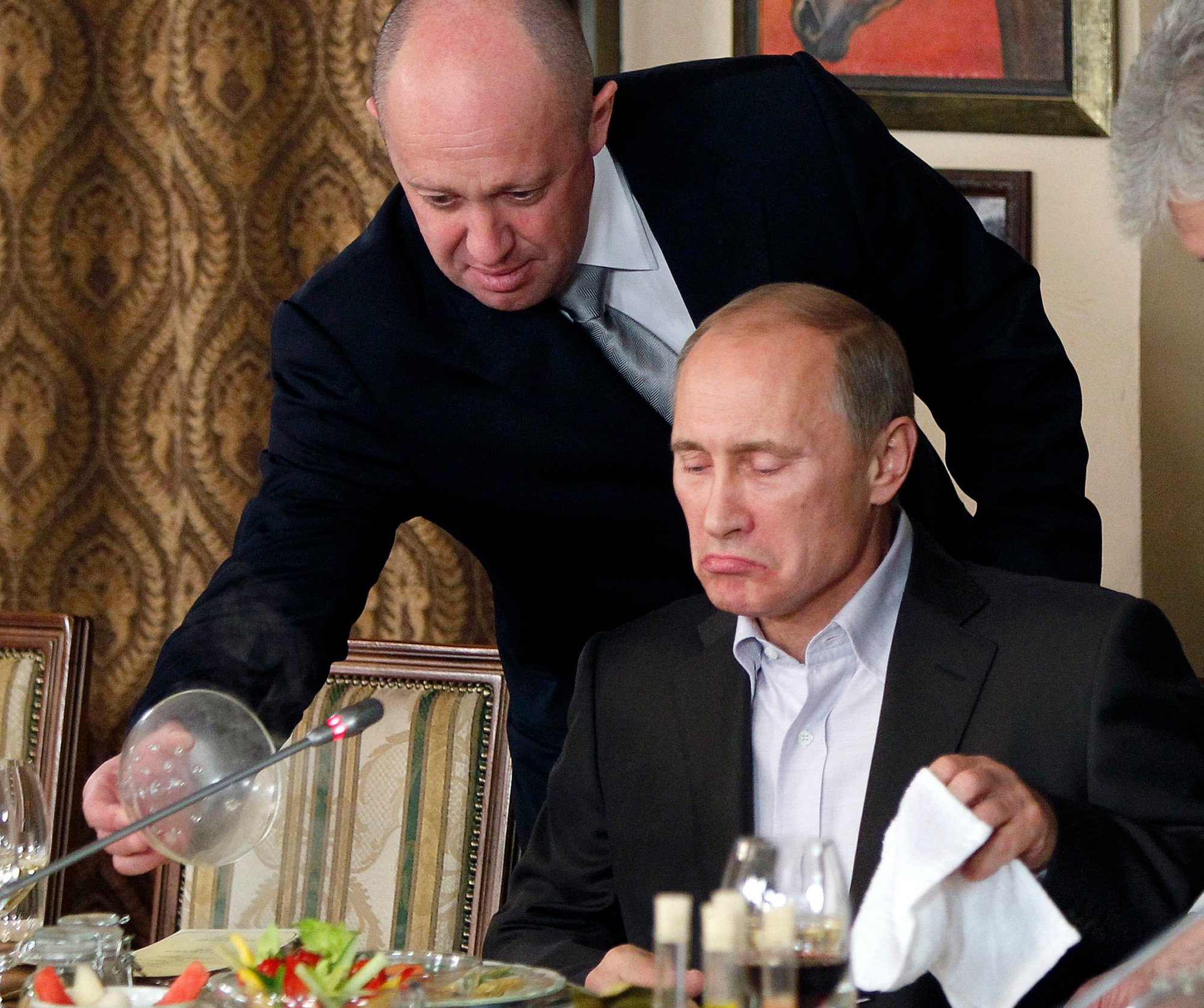 Šéf vagnerovcov Jevgenij Prigožin a ruský prezident Vladimir Putin.