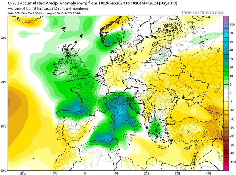 Na Półwyspie Apenińskim w ciągu najbliższych dni będzie padało dużo więcej niż zwykle o tej porze roku