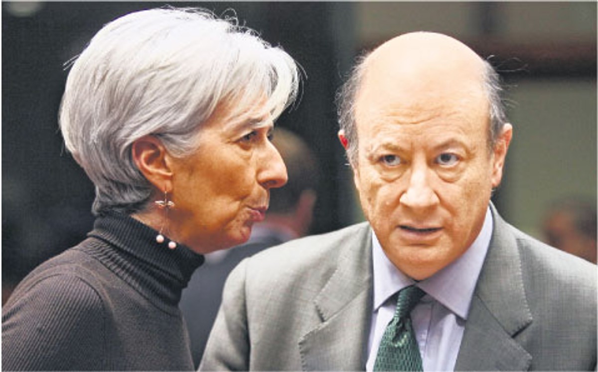 Christine Lagarde, francuska minister finasów i jej polski odpowiednik – Jacek Rostowski Fot. EPA/PAP