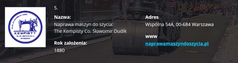 "Firma zawdzięcza swoją amerykańską nazwę "The Kempisty Company” jednemu z dwóch braci Kempistych – Piotrowi, który zagrożony aresztowaniem musiał uciekać z rodzinnej Ostrowi Mazowieckiej, znajdującej się w końcu XIX wieku pod zaborem rosyjskim. Piotr Kempisty znalazł się w Stanach Zjednoczonych i tam założył fabryczkę maszyn do szycia, które sprzedawać pod marką Kempisty. Interes nieźle prosperować, więc Piotr zwrócił się do swojego brata Jana mieszkającego w kraju z prośbą o uruchomienie przedstawicielstwa w Polsce i sprzedawanie tutaj amerykańskich maszyn do szycia" - czytamy na stronie internetowej firmy.