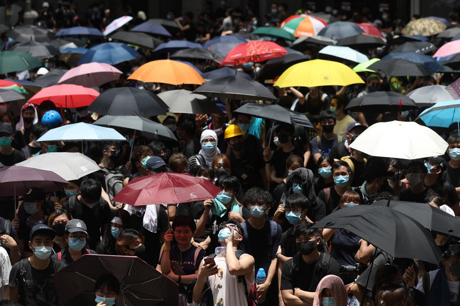 Protestujący na ulicach Hongkongu. 21 czerwca 2019 r.