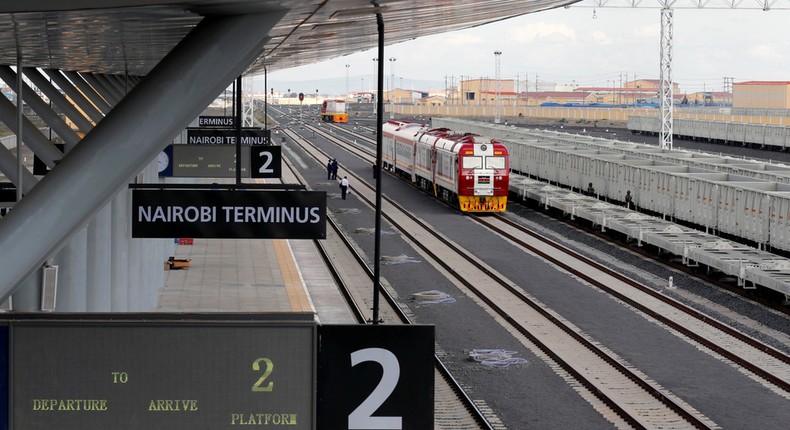 Kenya's Standard Gauge Railway (SGR) train arrives at the Nairobi Terminus on the outskirts of Nairobi, Kenya May 31, 2017. 