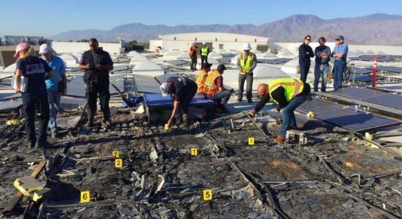 Wal-Mart solar roof fire Indio, California