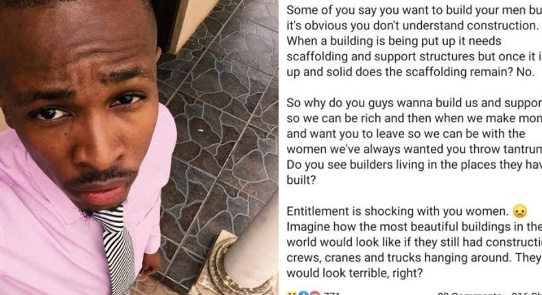 Man ‘explains’ why women ‘deserve’ to be abandoned after suffering with their men to exit poverty