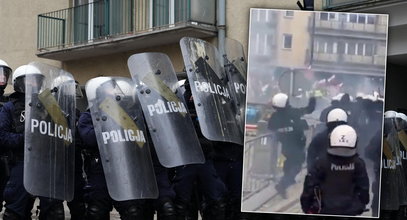 Policjant, który rzucał brukiem w demonstrantów, zgłosił się na komendę