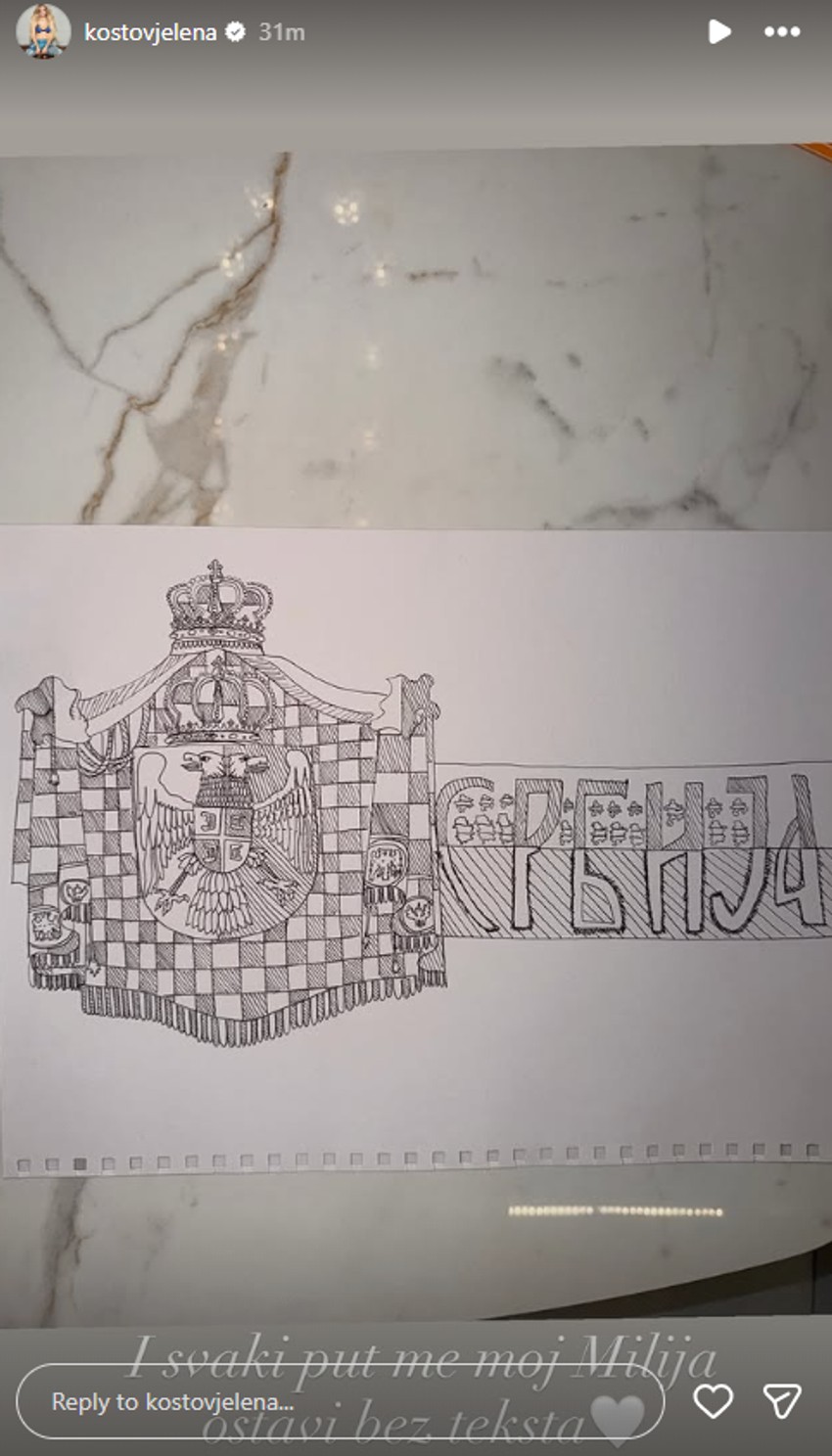 Jelena Kostov pokazala crtež sina