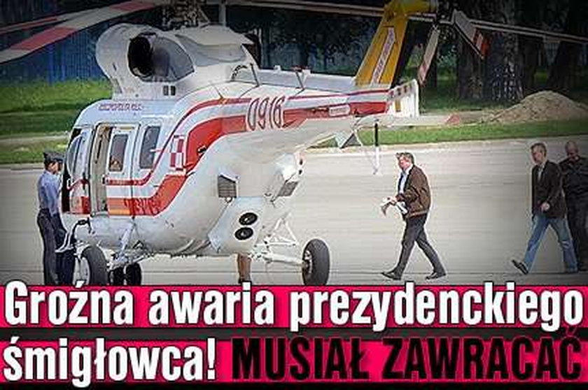 Groźna awaria prezydenckiego śmigłowca! Musiał zawracać