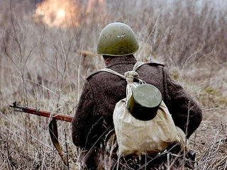 Soviet soldier of WW2. Reenacting. Kiev,Ukraine