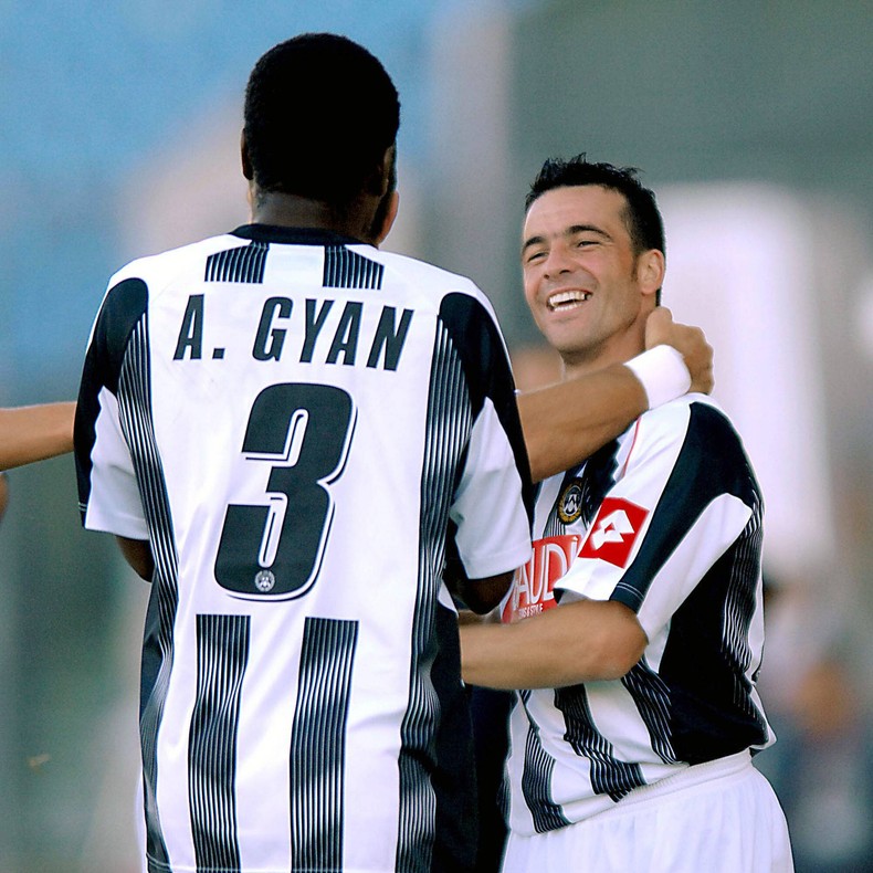 Asamoah Gyan and Udinese strike partner Antonio Di Natale