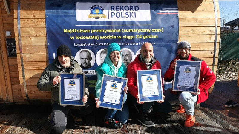 Rekordziści Polski w kategorii najdłuższy łączny czas spędzony w lodowatej wodzie w 24h