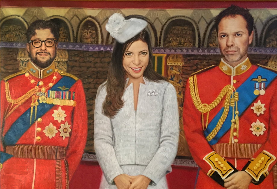 Red Tettemer O’Connell + Partners were gifted this artist's rendering of its executive team — Steve O’Connell, Carla Mote and Steve Red — in royal garb from a client.