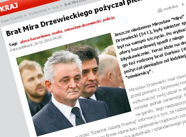 Drzewiecki pożyczał pieniądze od mafii