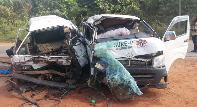 Accident scene at Anambra on Saturday (NAN)